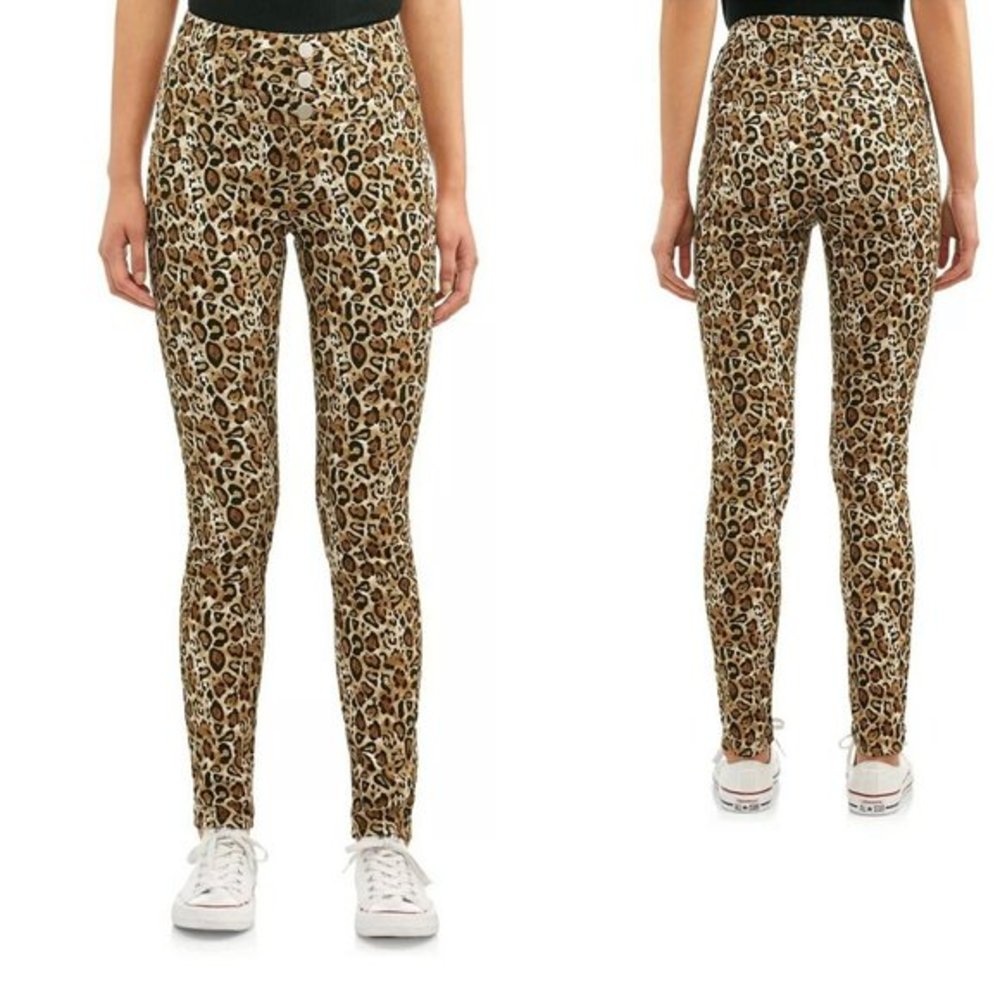 NOBO Leopard‎ Print Skinny Jeans No Boundaries Sz 5 Pants Tan Brown Black